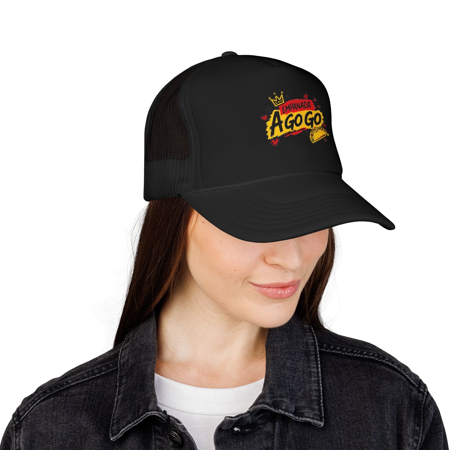 Trucker Hat — Retro "A Go Go" Crown Graphic Foam Mesh Cap