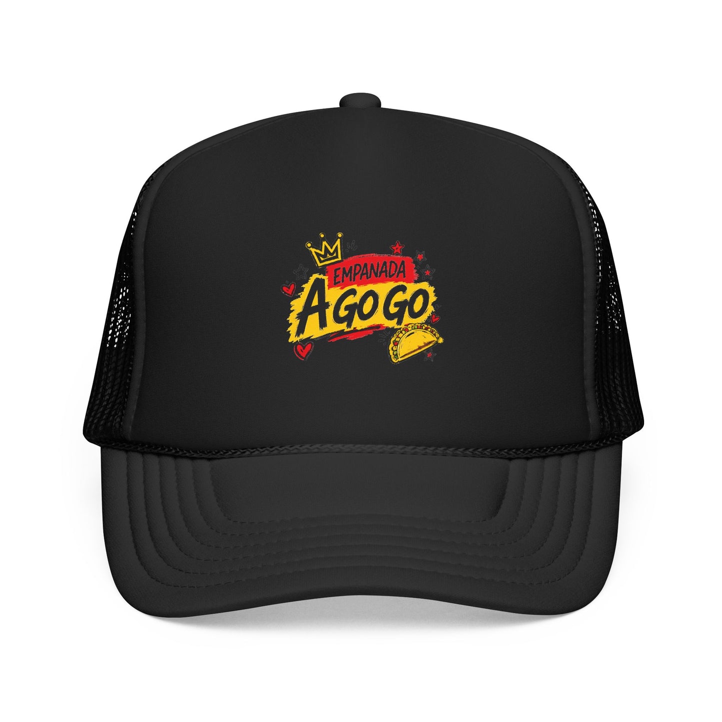 Trucker Hat — Retro "A Go Go" Crown Graphic Foam Mesh Cap