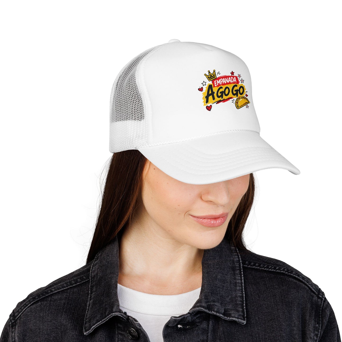Trucker Hat — Retro "A Go Go" Crown Graphic Foam Mesh Cap