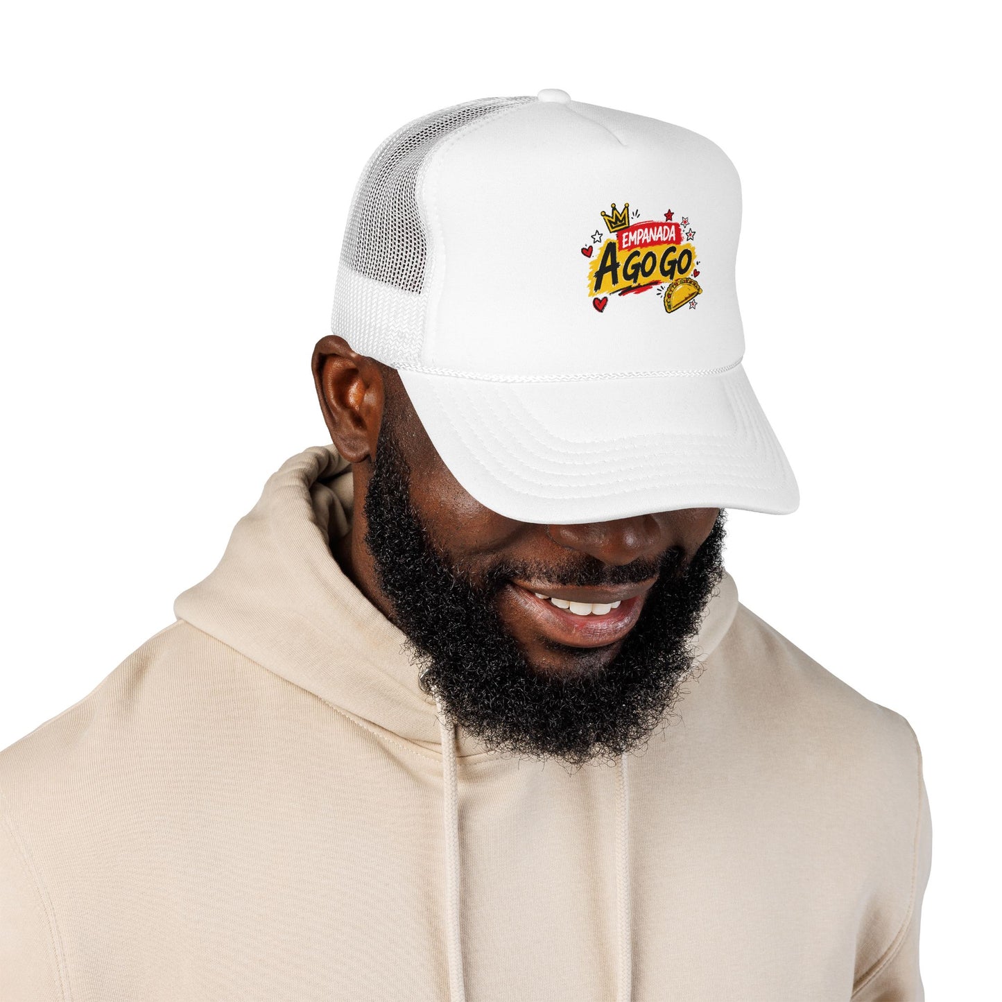 Trucker Hat — Retro "A Go Go" Crown Graphic Foam Mesh Cap